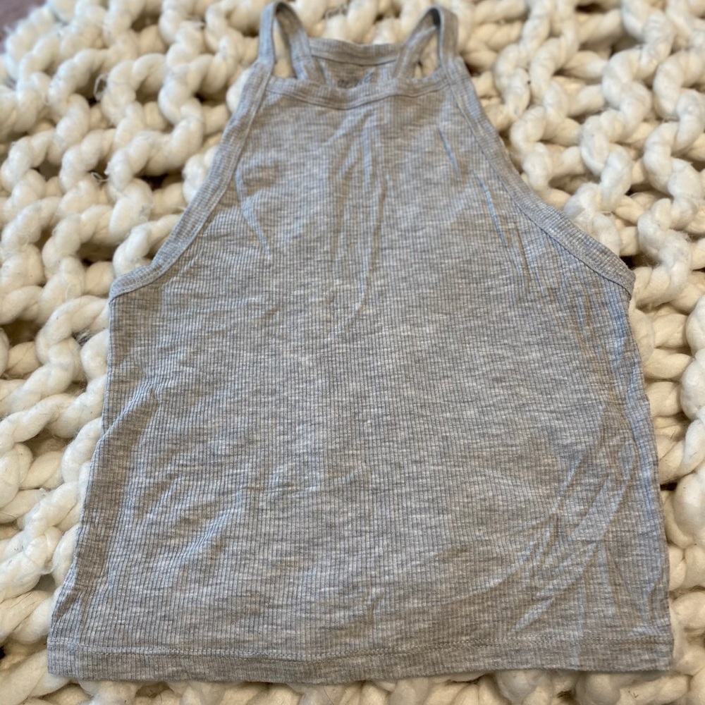 Grey Ribbed Crop Top